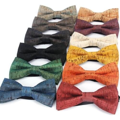 Fashion New Fancy Cork Wood Mens Bow Ties Novelty Handmade Solid Bowtie Butterfly Wedding Party Man Gift Accessories Neckwear