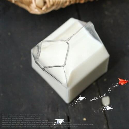 Milk Glass Bottle Creative American Half Pint Creamer Carton Glass Cup Coffee Glass Juice Cup Pure Handmade Crafts