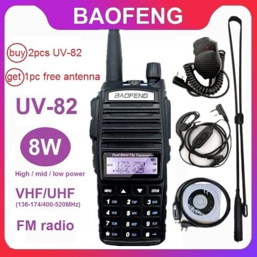 BAOFENG UV-82 8W Powerful Walkie Talkie Ham CB Amateur Radio Station Long Range UHF VHF Transceiver UV 82 UV82 Hunting Radio