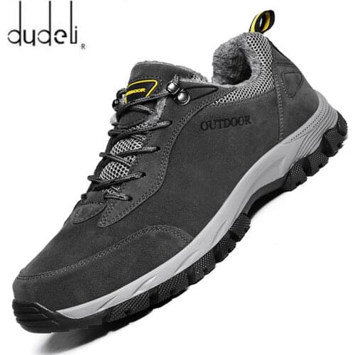 Winter Leather Ankle Boots Men Casual Shoes Outdoor Waterproof Work Tooling Mens Hiking Boots Sneakers Warm Military Snow Boots