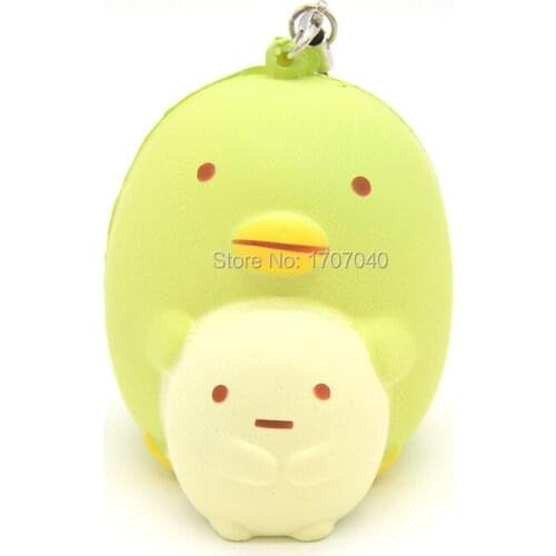 New 7cm Kawaii Soft Bread Sumikko Gurashi Squishy Cartoon Green Penguin Collectibles Girl Toy Gift