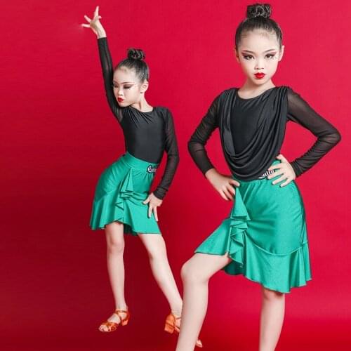 New Children Latin Dance Dress Exercise Clothing Performance Competition Rules Clothing Girls Costume Latino Dancewear DL6688