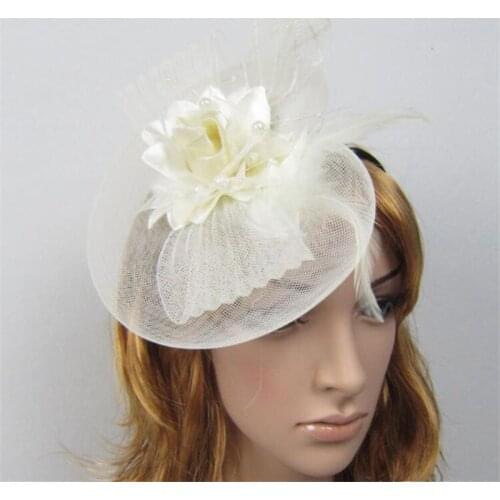 New Fashion Women Hair Accessories Party Headwear Ladies Hairpin Lace Heart-Shaped Rose Flower Feather Head Buckle A031