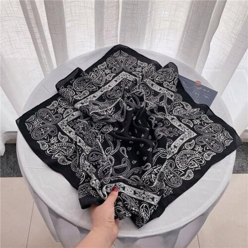 New Spring Square Scarf for Women Print Silk Feeling 2021 Foulard Female Office Neckerchief Lady Bandana Square Scarves Luxury