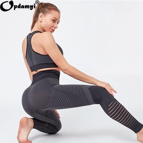New Womens 2PCS Outfit Set, Sports Bra Yoga Leggings Set, High Waist Raise hips Leggings Bra Workout Suits Fitness Exercise Gym
