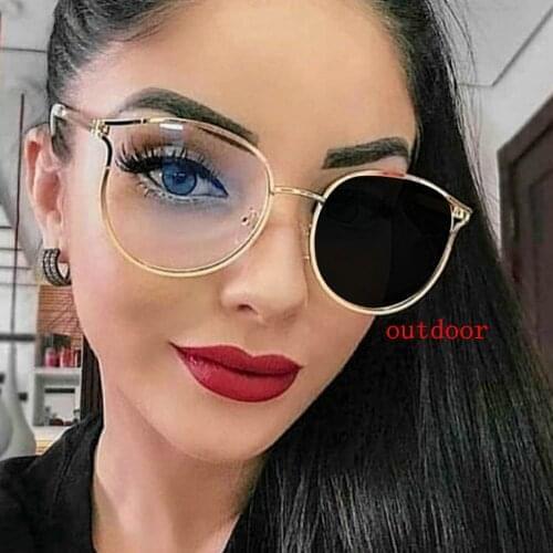 Womens Fashion Designer round Photochromic Eyeglasses Frames Female Reading Glasses Women Anti-fatigue with Diopter Glasse NX