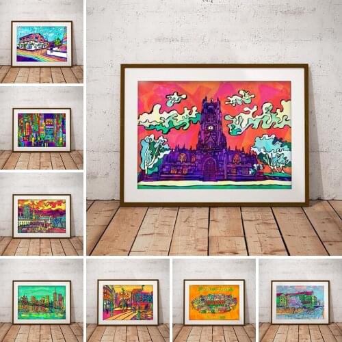 Prints Painting Wall Artwork Cartoon View Yellow Dream Sky Modular Canvas Poster Picture Modern Home Decor Bedside Background