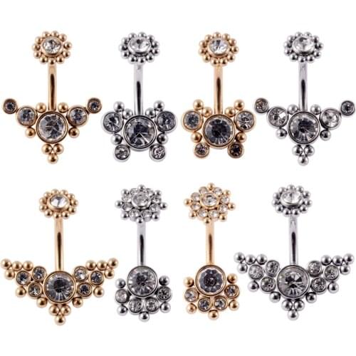 8PCS Crystal Surgical Steel Butterfly Ball Belly Piercings Navel Belly Button Ring Woman Sexy Wholesale Body Piercing Jewelry