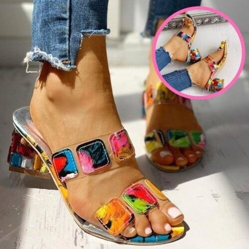 Sandals Women Square Heels Summer Sandals Peep Toe Ladies Multi Colors Wedge Shoes Sandalias de Verano Para Mujer oes