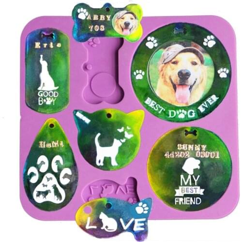 DIY Crystal UV Epoxy Resin Mold Pet Anti-loss Tag Hanging Bone Shaped Earring Keychain Jewelry Decoration Resin Silicone Mold