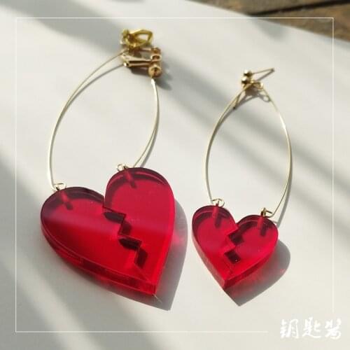 Qiyufang Anime JoJos Bizarre Adventure Earrings Ear Nail Kakyoin Noriaki Broken Heart Drop Cherry Stud Ear Cosplay Prop Toy