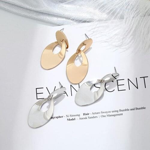 TMXK angel Gold Color Earrings Fashion Korean Style Elliptical flake Earrings Drop Earrings Gift for Birthday Party