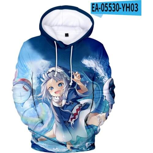 Gawr Gura 3D Hoodie Sports and Leisure Hedging For Men and Women Harajuku Hip-Hop Fashion Casual Hooded Cute Childrens Jacket