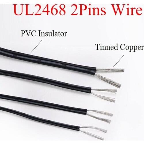 UL2468 Black White 2pins PVC Wire 28AWG ~ 16AWG Insulated Double Core LED Lamp Copper Line Monitor Extend Power Cable