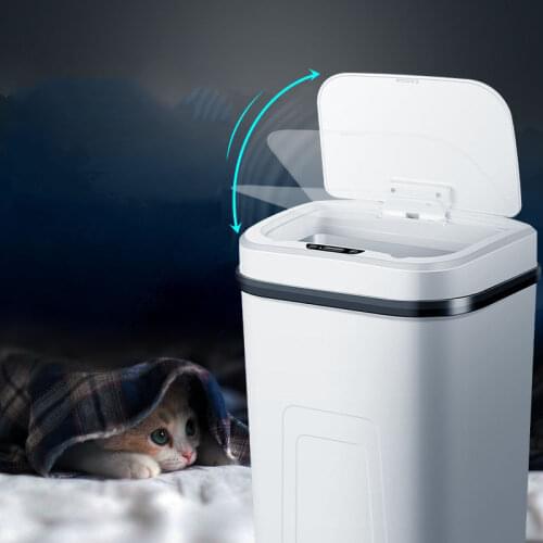 Smart Sensor Desktop Trash Can Cover Kitchen Bedroom Bathroom White Basket Waste Trash Bin Bedroom Bucket Cleaning Tools AG50LJ