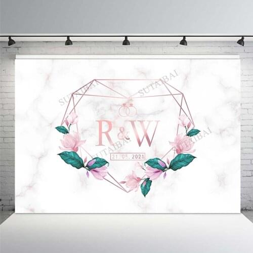 Vinyl Background Photography Pink Flowers Marble Backdrop Custom Photo Studio Background Wedding Backdrop Decoration Photo Booth