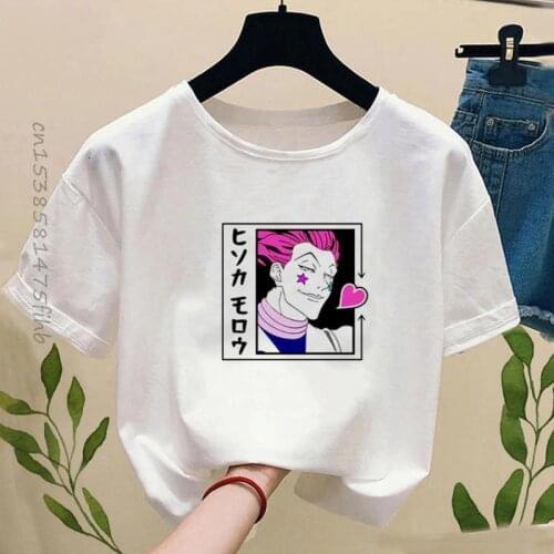 Cotton Hunter X Hunter HxH Japanese Anime Print Womens T-Shirt Japanese Cartoon Harajuku Casual White Hisoka Morow Clothing