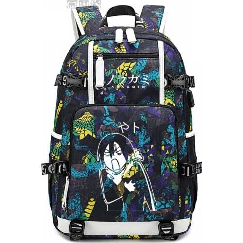 Funny Noragmi Cartoon Backpack USB Port Rucksack Bag Snake Pattern Teenager Student BookBags travel Shoulder Laptop Computer Bag
