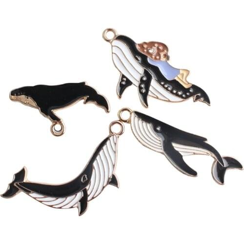 10pcs New Hot Sale Cute Sea Animal Sperm Whale Whale DIY Jewelry Accessories Korean Cartoon Bracelet Pendant Necklace Wholesale