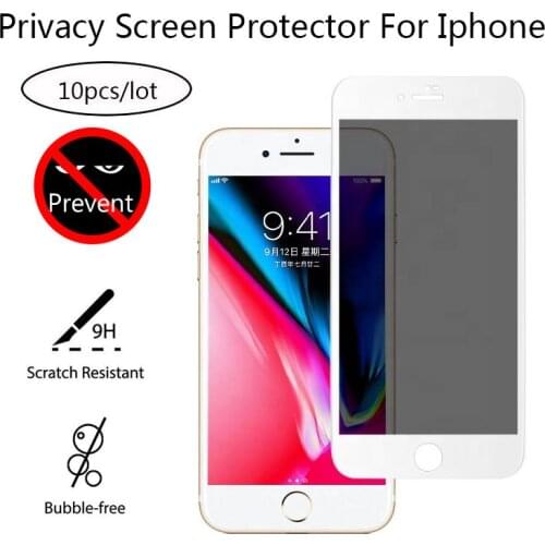 10Pcs Full Cover Antispy Peep Privacy Tempered Glass Screen Protector For Smartphone 7 8 6 6S Plus Film For SE 2020
