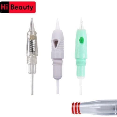 100pcs Sterilized Tattoo Cartridge Needles 1P 1RL 8mm Screw For Tattoo Machine Eyebrow Lips Eyeline Semi Permanent Makeup Needle