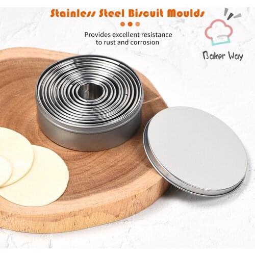 11Pcs Baking Cake Mould Mold Dish Tools Bakeware Stainless Steel Circle Mousse Ring Dishes bakery Birthday Party Dessert Cake