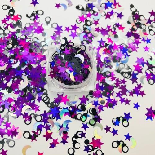 15g Halloween Moon Star Handcuffs Sequins DIY Supplies Nails Art Polymer Clear Accessories DIY Sequins scrapbook shakes