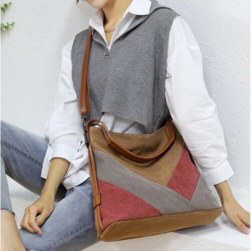 2021 Fashion Canvas Shoulder Bag Women Large Capacity Messenger Bags For Women Vintage Luxury Designer Crossbody Handbag Female
