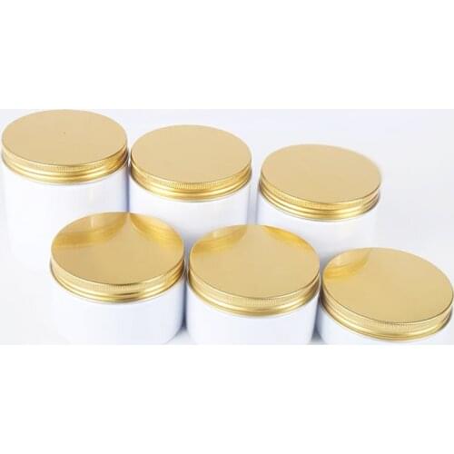 24pcs 150g 200g 250g 300g 400g 500g Empty White Cosmetics Container Whie PET Jar Bottles With Gold Aluminum Screw Cap