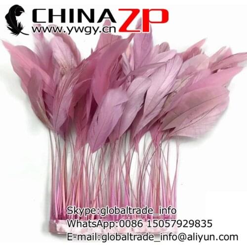 4-6 Inch Leading Supplier CHINAZP Factory 10yards/lot Dyed Light Pink Stripped Rooster Tail Feathers Trim