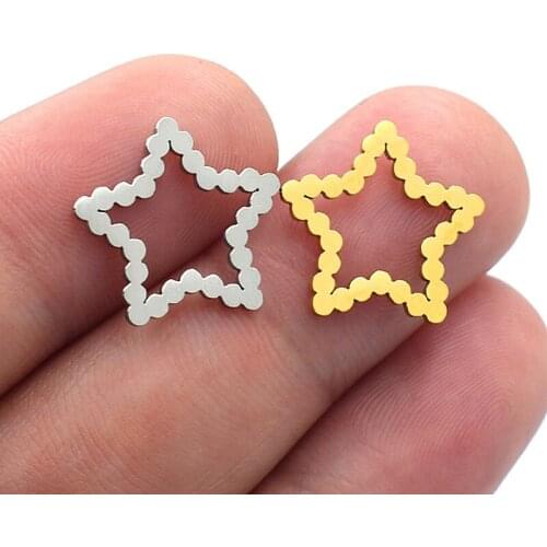 5pcs Stainless Steel Five-pointed Star Pendant For DIY Bracelet/Necklace/Earring Pendant Connectors Jewelry Supplies Wholesale