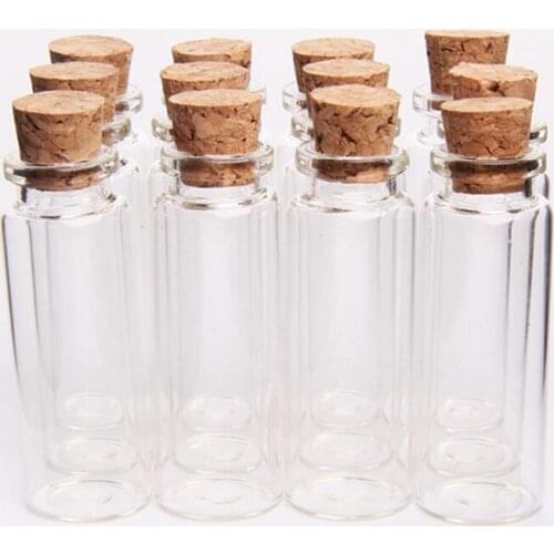 500 x 12ML Clear Small Cute Mini Cork Stopper Glass Jars Containers Mini Wishing Bottle Glass Craft