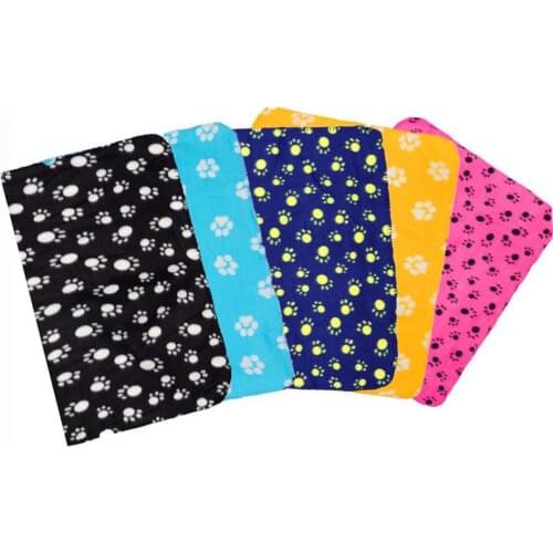 60x70cm Pet Blanket for Dog Cat Animal Paw Print Double-sided Fleece Blankets All Year Round Puppy Kitten Bed Sleep Mat