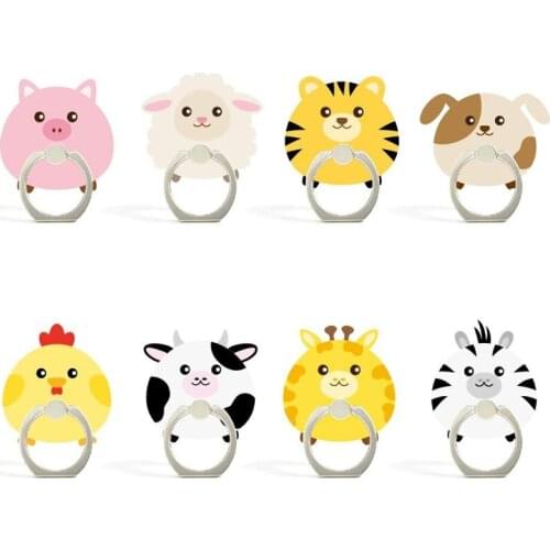 8 Styles Cute Cow & Pig Animals Phone Holder Ring Mobile Phone Stand Dice & Match Finger Phone Ring Holder support celular