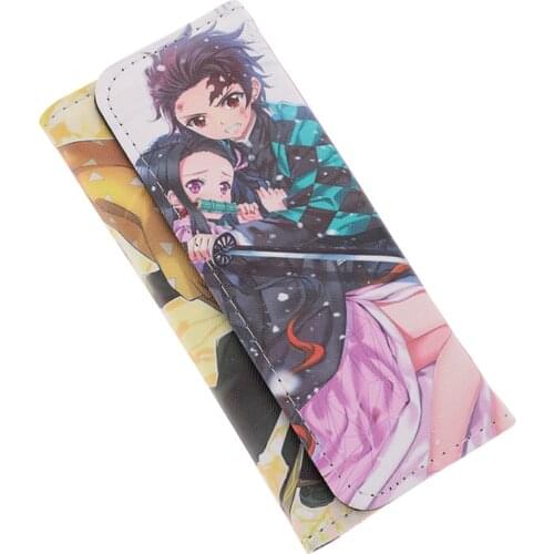 Anime Demon Slayer Kimetsu no Yaiba Long PU Leather Wallet Kamado Tanjirou Cartoon Multi-card Holder Purse for Gift