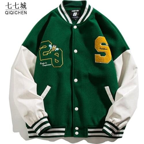 Hip Hop Baseball Jacket Men Women Furry Embroid Letter Varsity Jackets Unisex Autumn Spring Streewear Casual Bomber Coat 2021