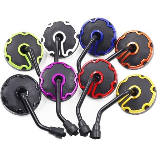 Motorcycle Round Handle Bar End Rear view Side Mirrors For Street Bikes Clear Lense