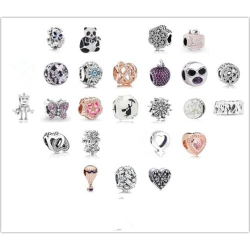 925 Sterling Silver Dazzling Pink Butterfly Charm Beads Fit Pan Women Bracelet & Necklace Diy Jewelry