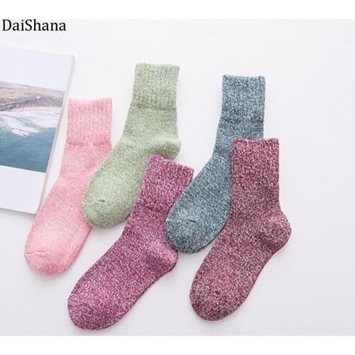 DaiShana 2019 New Winter Thick Warm Wool Women Socks Colorful Socks Fashion Casual Euramerican Christmas Cotton Socks Gift ZB137