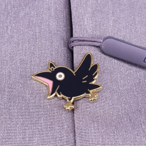 Crow enamel pin Woodland Theme Nature brooch Pin