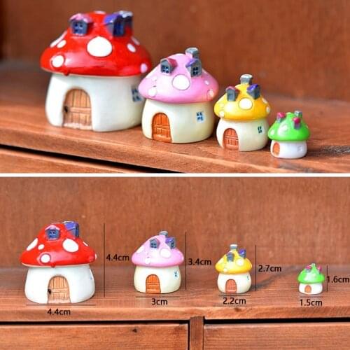 Mushroom House Resin Fairy Garden Craft Decoration Miniature Micro Gnome Terrarium Mediterranean House Castle 4 Sizes 4 Color