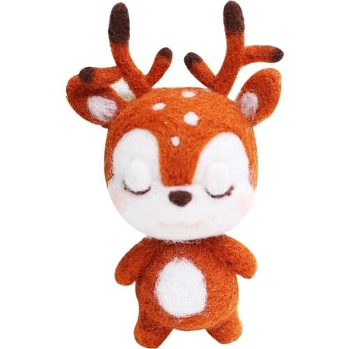 DIY Handmade Sika Deer Needle Felting Animal Kit for Beginners with Tools