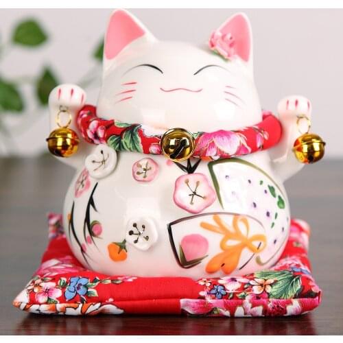 4.5 to 6 inches Ceramic Maneki Neko Japanese Money Cat Savings Jar can be used for Store Decoration and Childrens Gifts