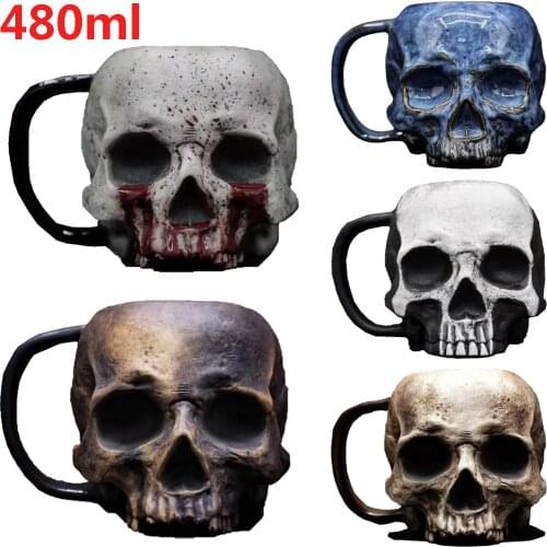 Skull Head Coffee Mug Water Cup for Halloween Home Bar Club Whiskey Wine Vodka Beer Wine Glass Water Mugs Horror Home Decoration