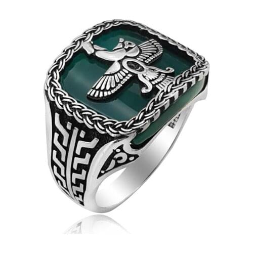 925 Silver Ethnic Persian Rings Traditional Agate Rings