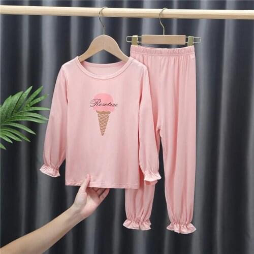 Baby Clothes Sets for Girls Pajamas Long Sleeve Ice Cream Print Tops Pants Sleepwear Outfits Kids Pyjamas Kids Nightwear Sets