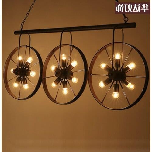 Loft Retro Restaurant Bar American Country Iron Industrial Wind Bicycle Tire Chandelier lustre pendente