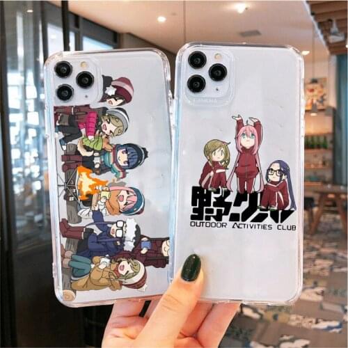Cute Rin Shima Yuru Camp Anime Phone Case For iPhone 11 12 Pro MAX XR 7 X XS SE20 8 6 Plus Transparent Soft Silicone Cover Funda
