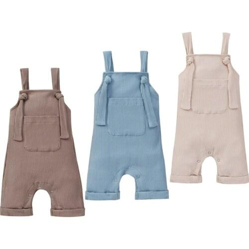 Fashion Infant Baby Toddler Bib Romper Unisex Boys Girls Bib Overall Solid Color Suspender Pants 0-24M 2021
