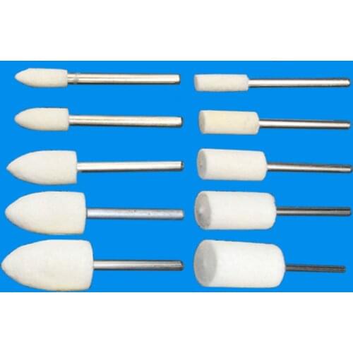 10 PCS Bullet Cylinder Wool Rotary Polish Kits 2.35mm Shank